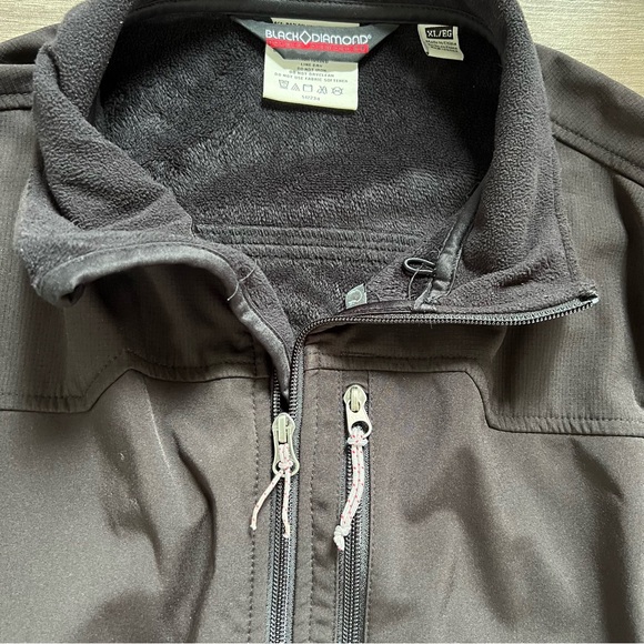 Black Diamond Jacket Coat Black Softshell Fleece Lined Men's size XL - Picture 3 of 9